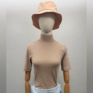 LOFT Brown and White Striped Turtleneck